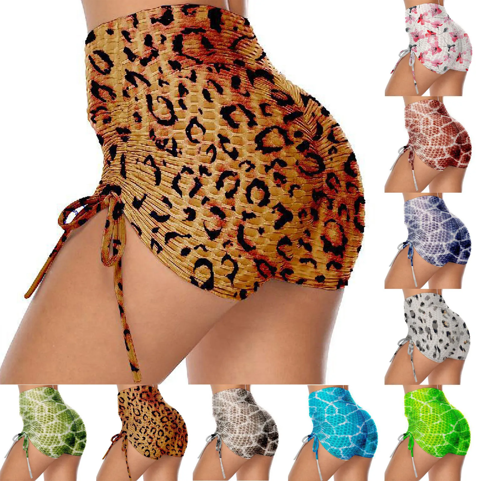 

New Seamless leggings Women's Hip High Waist Printing Wrinkles Exercise Running fitness Yoga Shorts scrunch butt