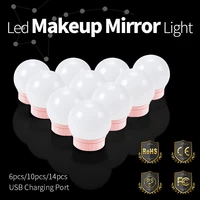 led bulb bathroom mirror vanity light led makeup mirror led lamp 12v usb dimmable wall lamp dressing table lighting 2 6 10 14