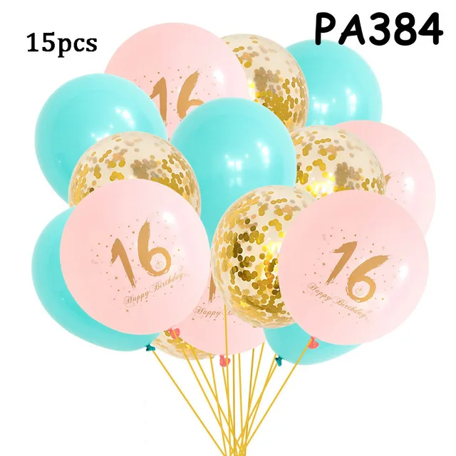 16 blue pink Сладкий 16-й вечерние украшения шар цвета розового золота фоновое украшение 16 алюминиевая пленка шар с днем рождения поставки PAT72 - Цвет: 16 blue pink