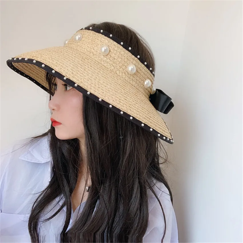 Соломенная шляпа женская модная большая рафия складная пляжная с широкими