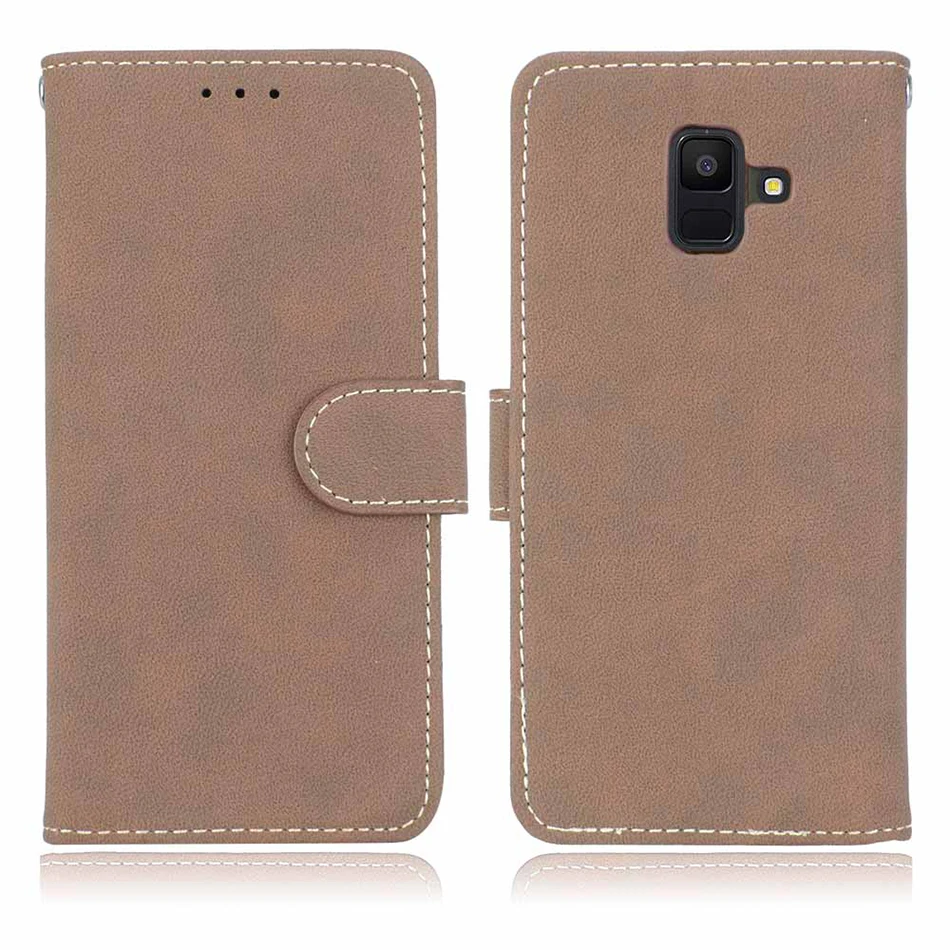 Матовый кожаный чехол бумажник с откидной крышкой для Samsung Galaxy A8 A6 Plus A10s A20S A20E A10 A60