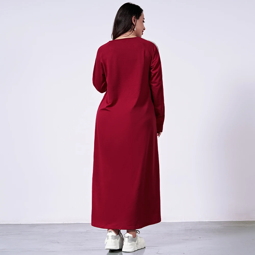 Plus Size Vestidos Robe Femme  Abaya Muslim Ukraine Long Sleeve Women Cotton Maxi Bodycon Dress Vestido Longo Ladies Dresses