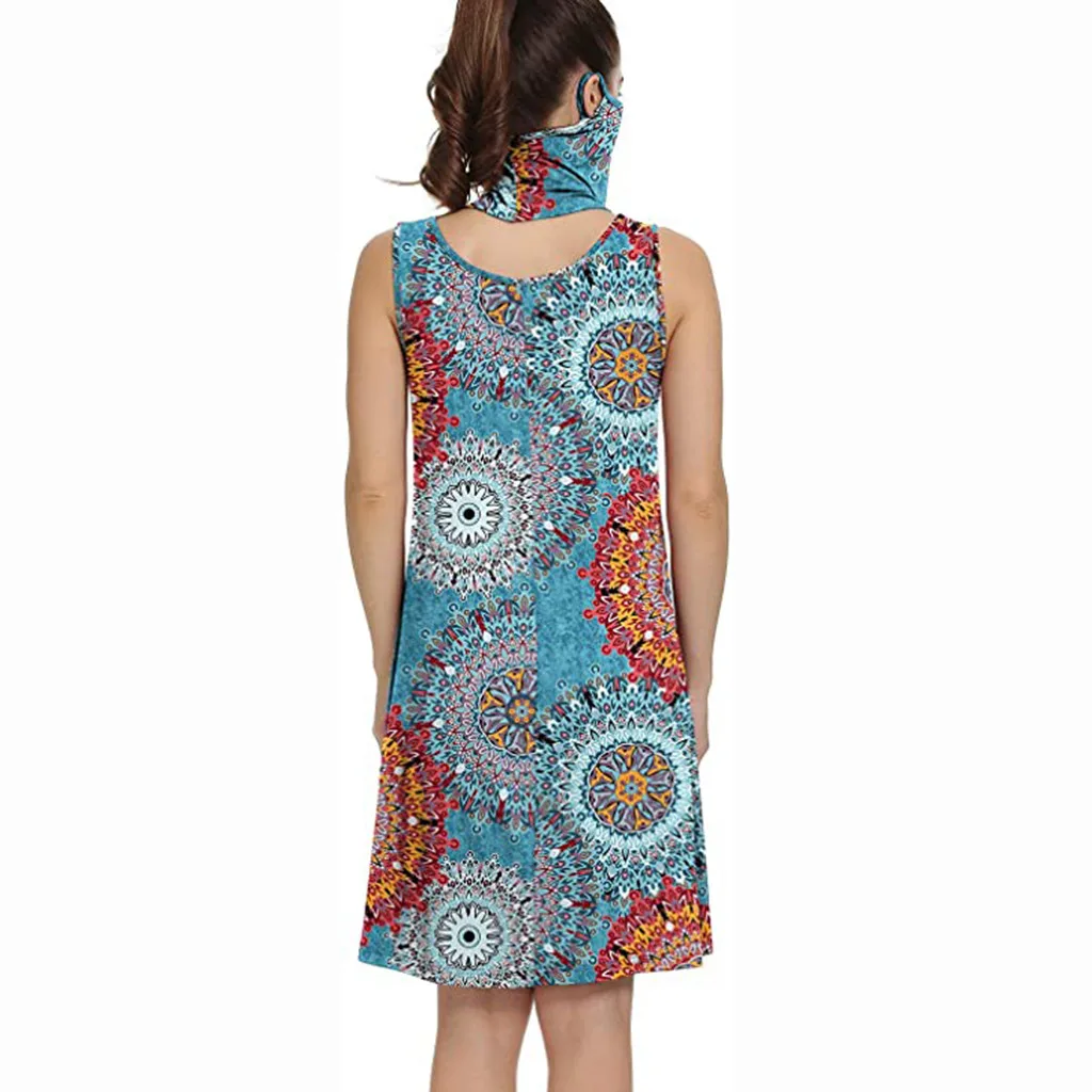 Женское летнее платье без рукавов повседневные банданы с петлями для ушей