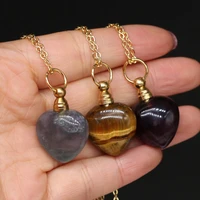 natural stone perfume bottle necklace heart shaped semi precious pendant charms for elegant women love romantic gift 60 cm