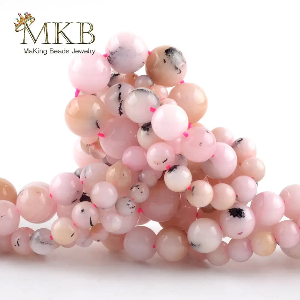 Natural Stone Pink White Jaspers Round Beads For Jewelry Making Spacer Loose 4/6/8/10mm Diy Bracelet Jewellery 15inches |