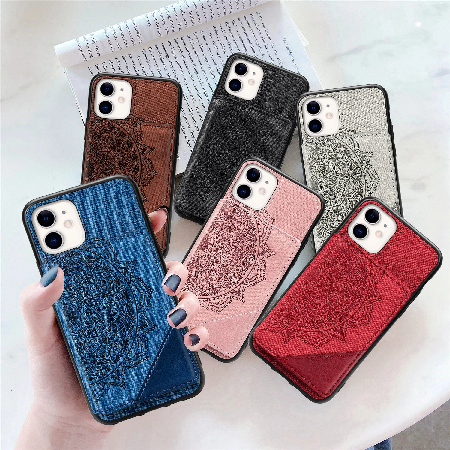 

Protective iPhone11 Cases for iPhone 11 Case Credit Card Holder 11Pro Max Magnetic Wallet Back Cover i Phone ProMax Kickstand