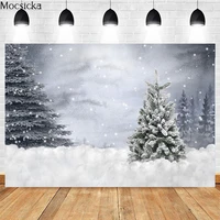mocsicka winter photography background white snow forest decoration props baby shower child portrait studio photo backdropbanner