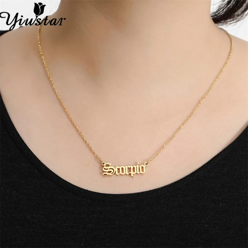 Ожерелье и подвеска Yiustar со старыми английскими буквами зодиака ожерелье из