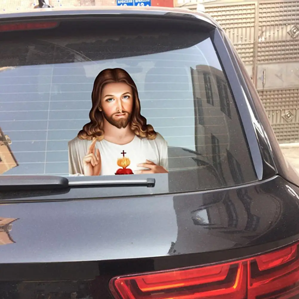 

New Car Window Decals Jesus Christ Co-Pilot High Quality Waterproof Truck Window Bumper Decoration Stickers For Various Surface