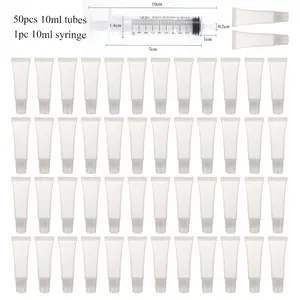 Пустые тюбики для блеска для губ с шприцом, прозрачный мягкий контейнер для блеска для губ, многоразовые тюбики для блеска для губ для макияжа
