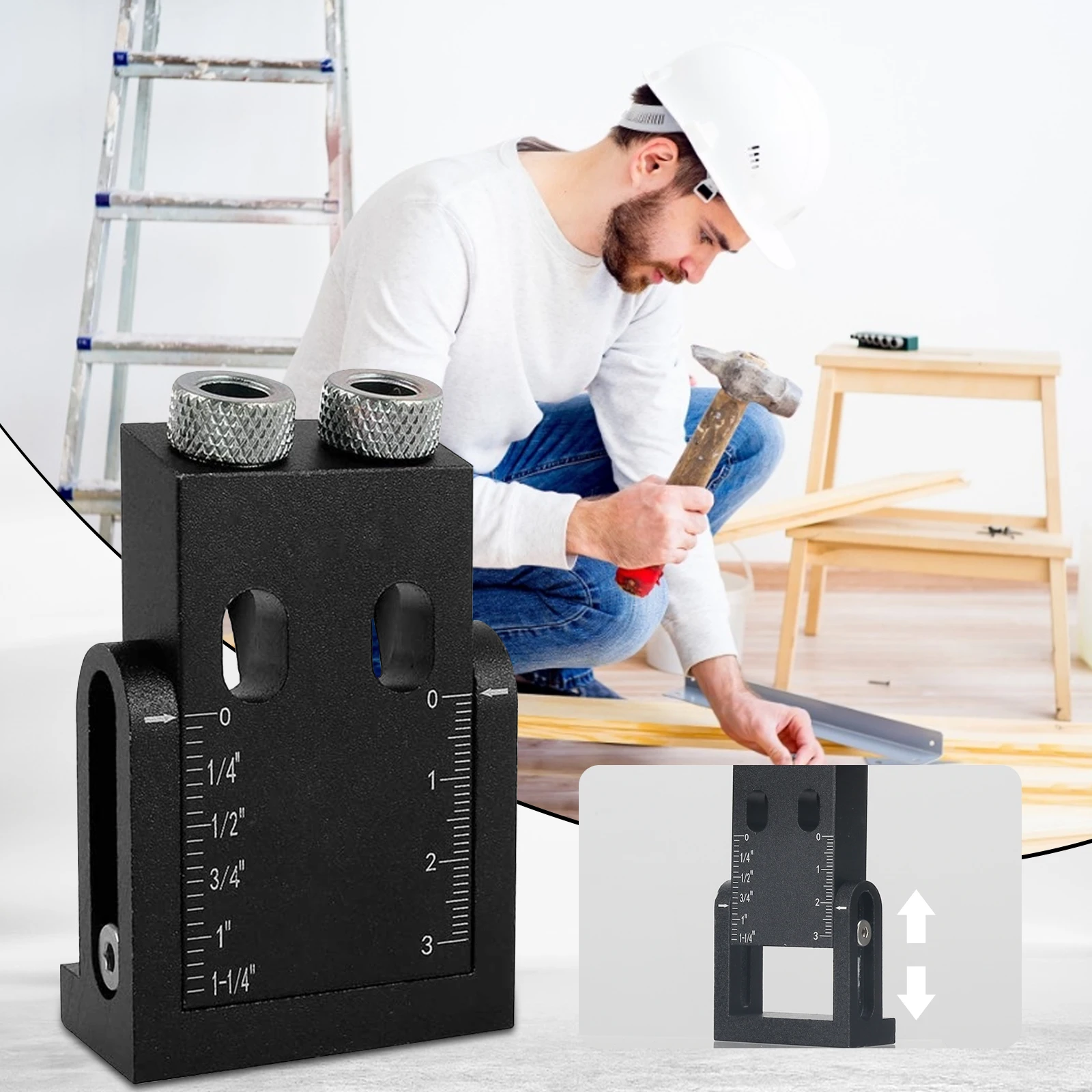 

15 Degree Pocket Hole Jig System Kit Adjustable Aluminum Alloy Oblique Hole Positioning Locator Drill Guide Woodworking Tool