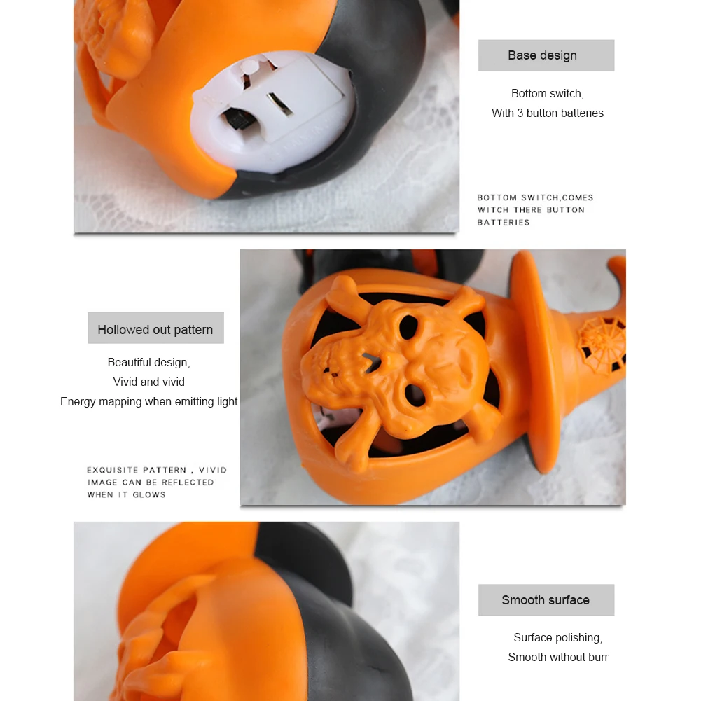 

12pcs Resin Halloween Pumpkin and Skull 2in1 Mini Hanging Lantern Horror Decor Skull Candle Lamp Living Room Festival Decoration