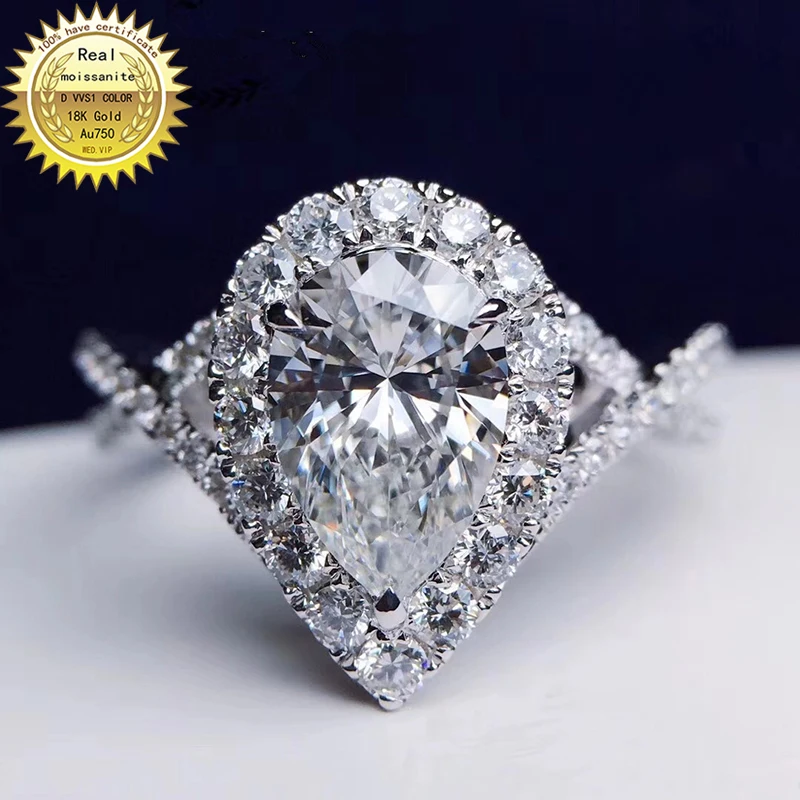 

18K goldr ring 1ct D VVS moissanite ring Engagement&Wedding Jewellery with certificate 029