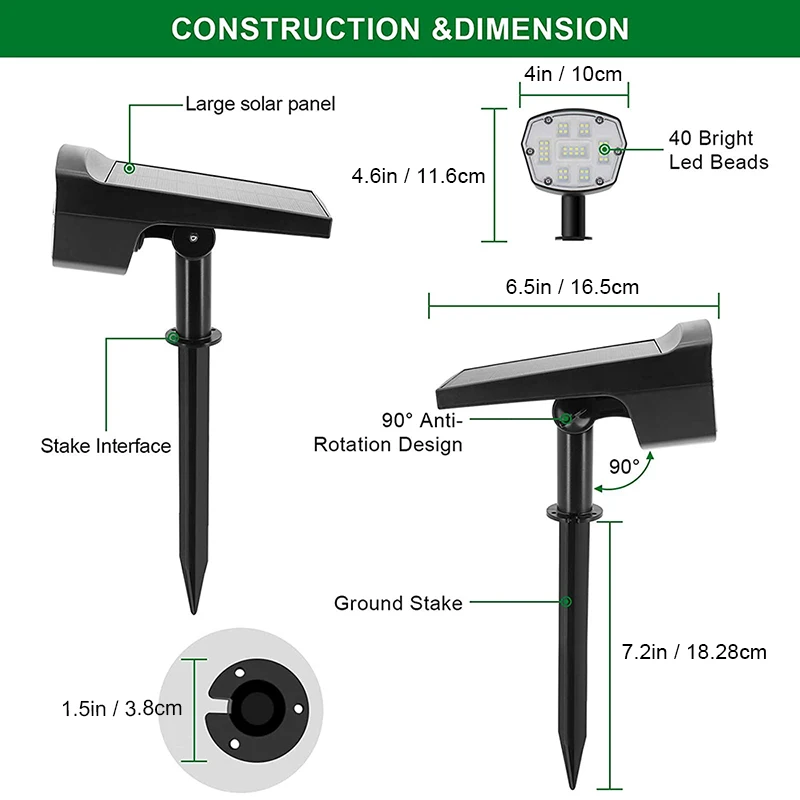

40 LED Outdoor Solar Lamp Automatically On/Off Solar Lawn Landscape Spotlights IP65 Waterproof Wall Light Garden Night Lights