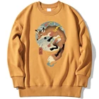 Толстовка мужская оверсайз, модная уличная одежда, спортивная одежда в японском стиле, лиса