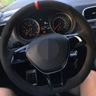 Чехол рулевого колеса автомобиля мягкая черная замша для Volkswagen VW Golf 7 Mk7, новое поло Jetta Passat B8 Tiguan 2017 Sharan 2016 2017