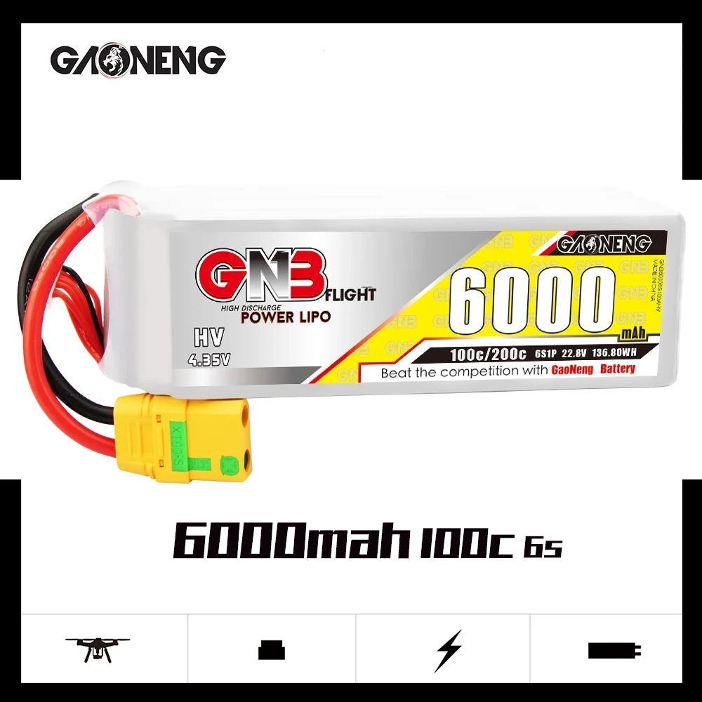 GAONENG GNB 6000mAh 6S 22 8 V 100C/200C светильник Вес HV Lipo Батарея XT90S разъем для fpv дронов с