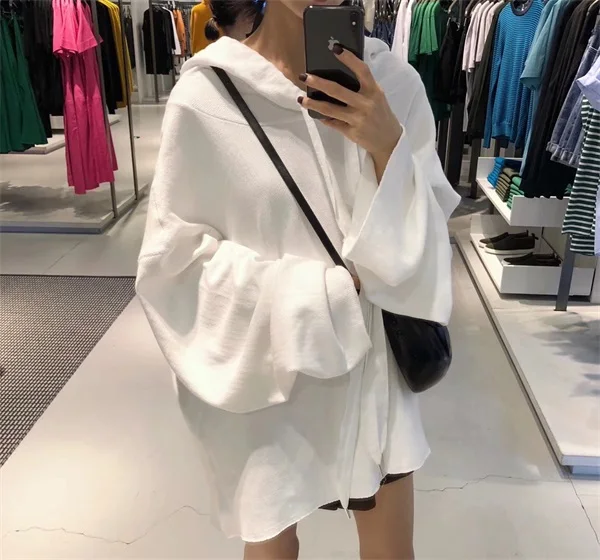 Z-ZOUX Women Hoodie Drawstring Hooded Batwing Sleeve Pullovers Sweatshirt White Black Red All Match Loose Long Coat 2019 Autumn | Женская