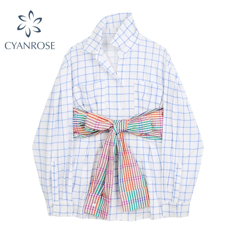 Женская Осенняя блузка с длинным рукавом рубашки свободная верхняя одежда