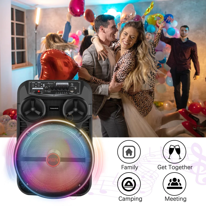 

Bluetooth Portable Speaker + Microphone Rechargeable Party Karaoke Machine With Wireless PA Speaker System For Family Gatherings