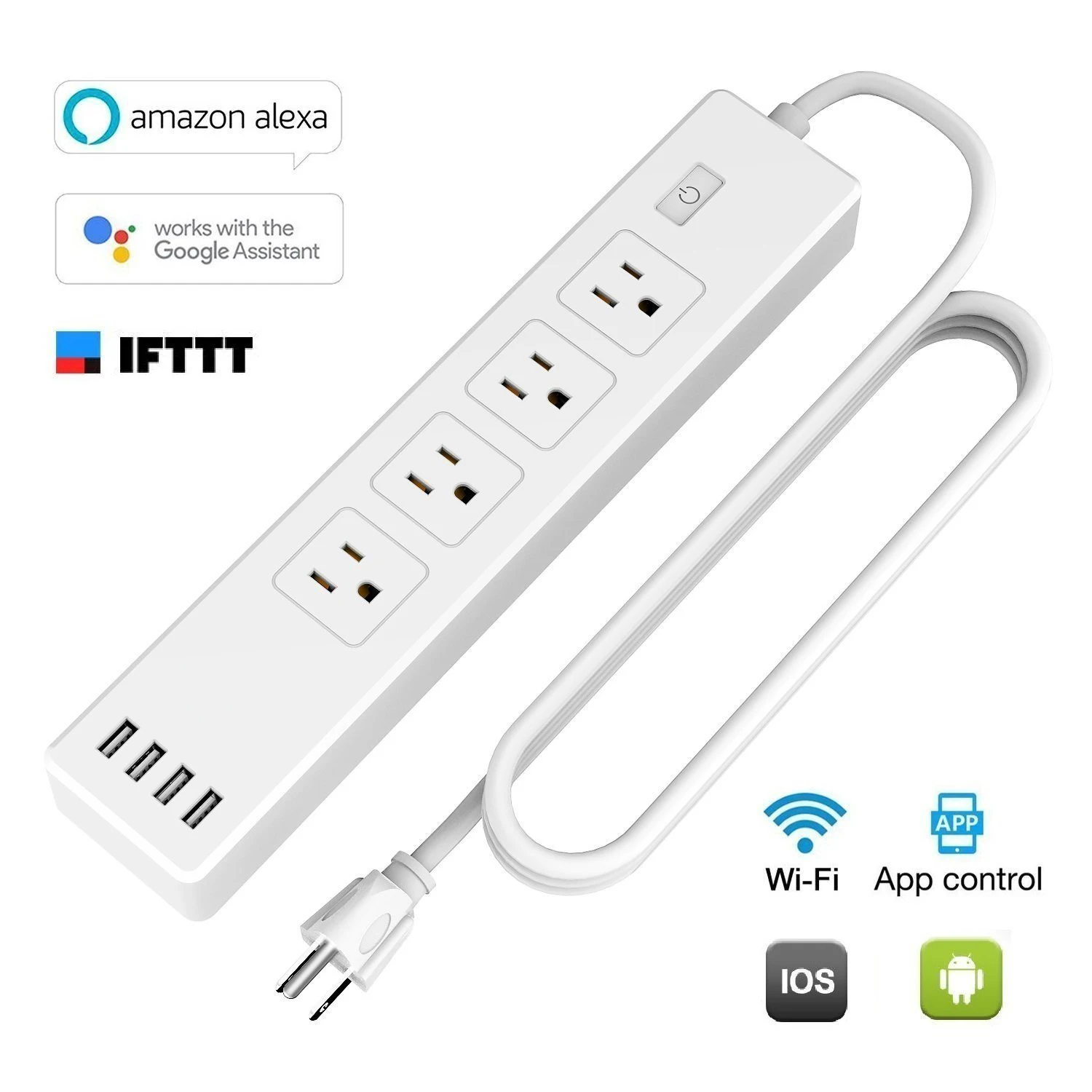 WiFi Smart power Strip Защита от перенапряжения 4 розетки переменного тока США розетка с USB совместима с Alexa, Google Home электрическая вилка Homekit