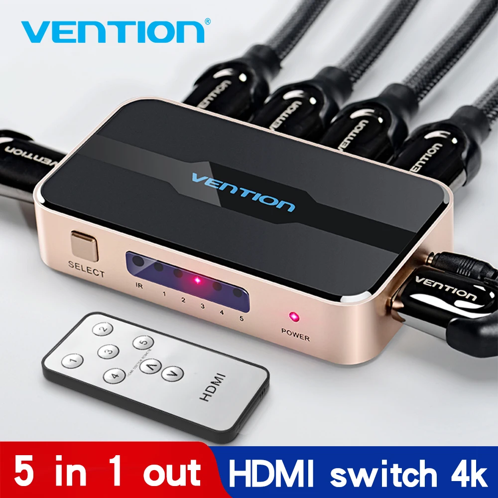 Сплиттер HDMI Vention коммутатор 5 входов 1 выход переходник Xbox 360 PS4 Smart HDTV 4K Android| |