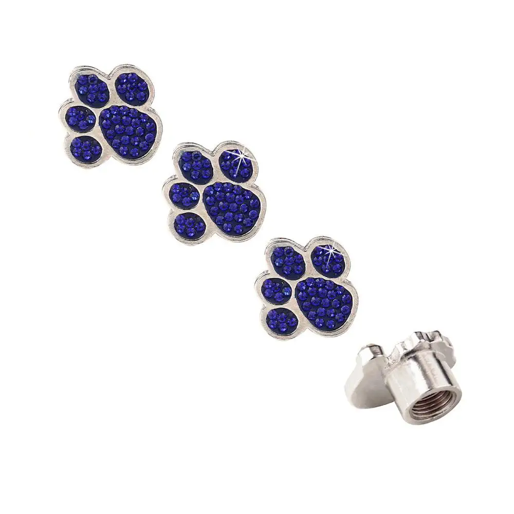 4pcs Universal Cute Animal Footprints Rhine-stone Tire Wheel Valve Cover Cap Diamond Bear claw valve caps #1101 | Автомобили и