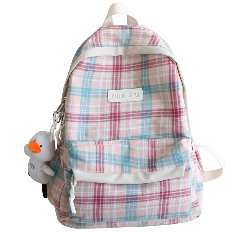 

Multifunctional Schoolbag Japanese College Style Backpack Female Korean High School Student Campus Mori Student Plaid Backpack