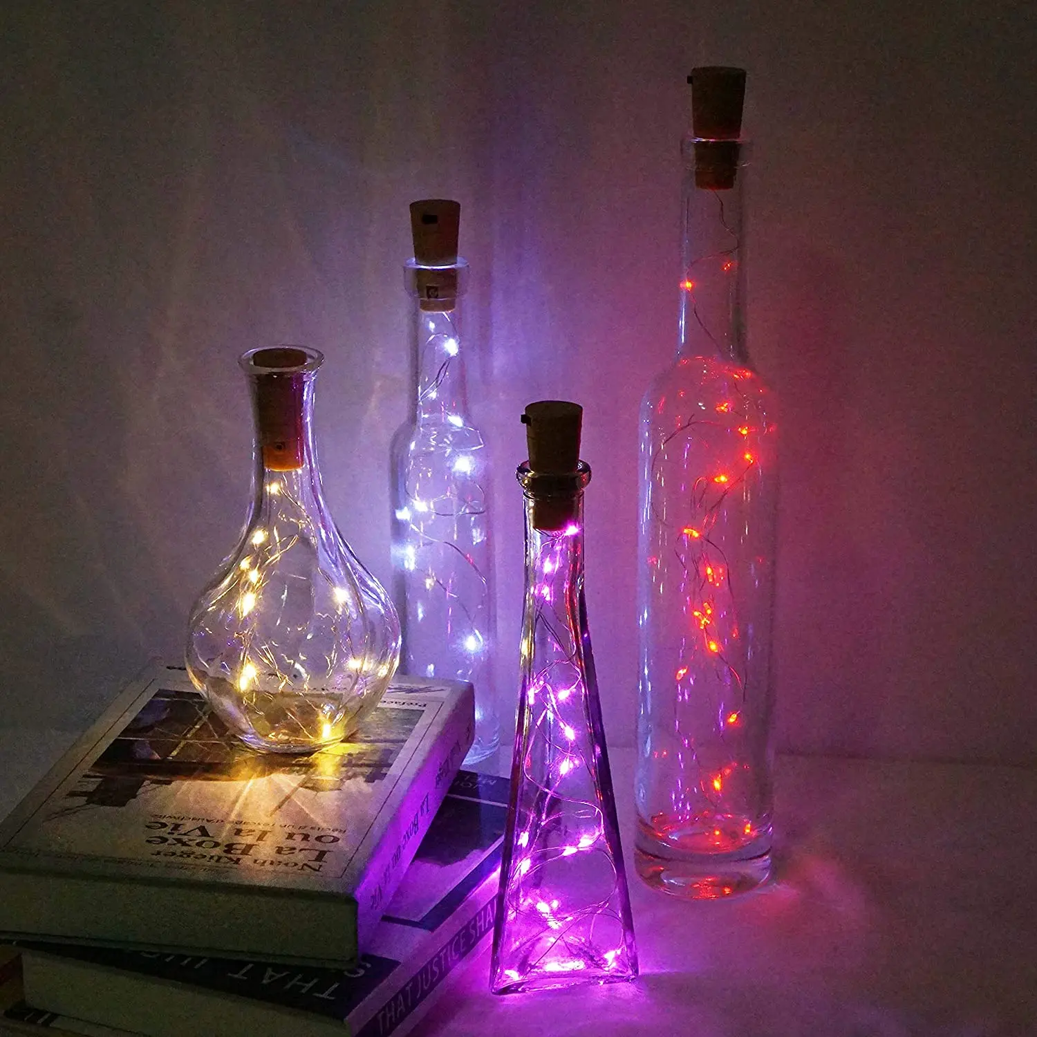 

Christmas Halloween Bar Decor String led Wine Bottle with Cork 20 LED Bottle Lights Battery Fairy for Party Wedding Decoration