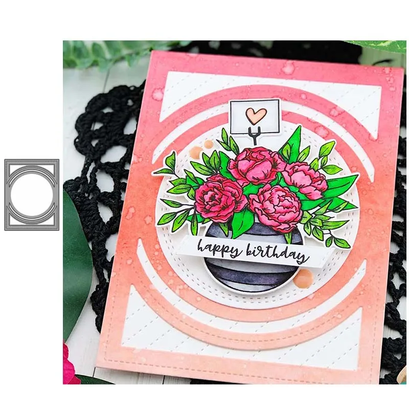 

JC Metal Cutting Dies Circle Rectangle Background Scrapbooking Die Cut DIY Card Make Shape Stencil Craft Mold Decor Template