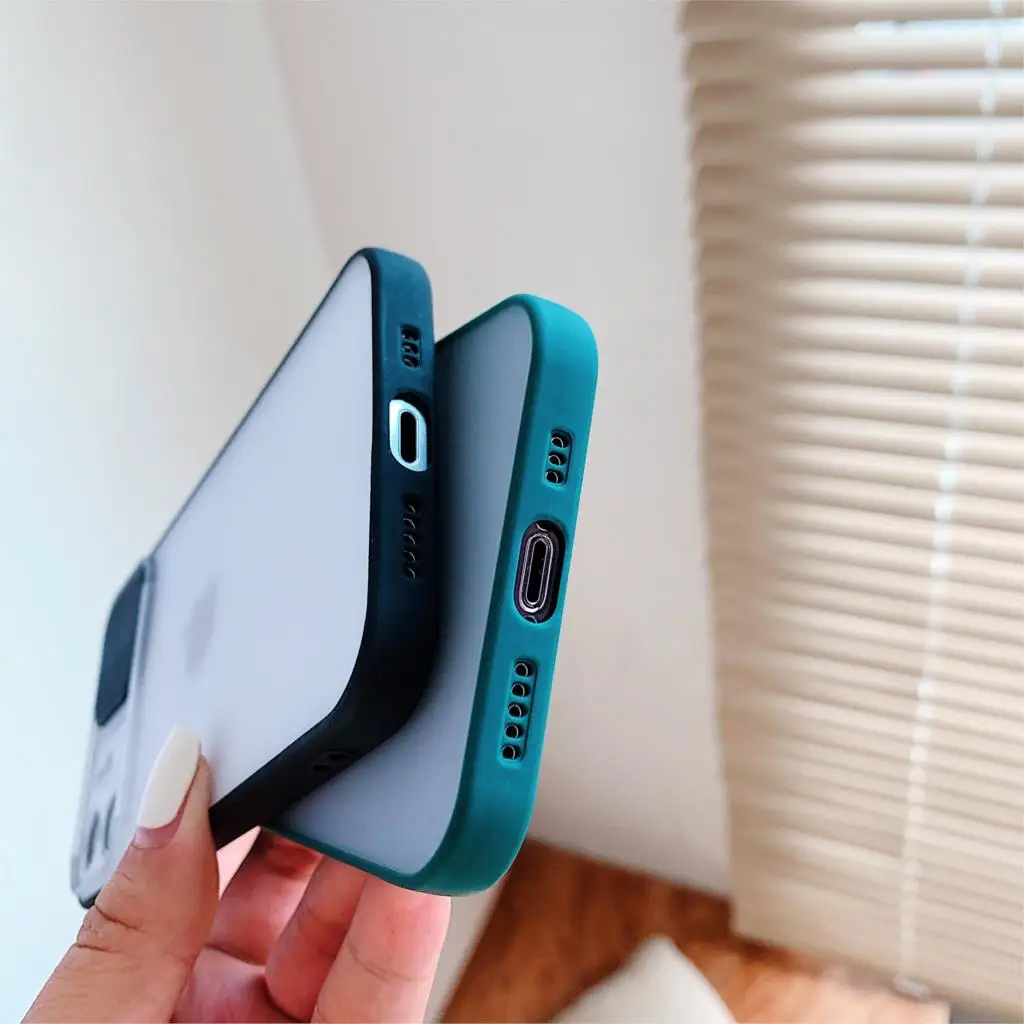 

Slide Camera Lens Protection Case For iPhone 12 Mini 11 Pro Max XS SE 2020 X XR 6S 6 8 7 Plus Matte Transparent Safe Cover Funda