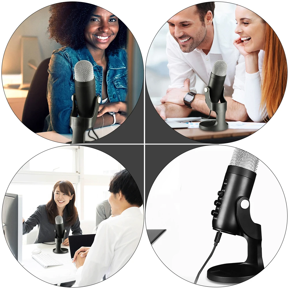 

1pc USB Microphone Computer Recording Mic Live Streaming Microphone (Black)