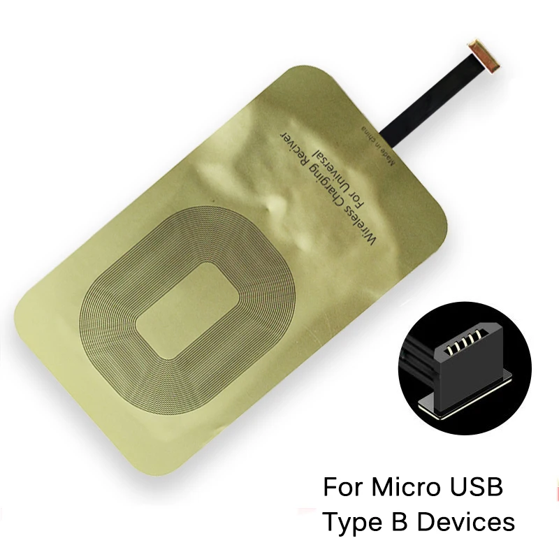 Micro USB Type B Qi беспроводной зарядный приемник для iPhone 7 6s Plus 5s Micro usb type C универсальное Быстрое беспроводное зарядное устройство для samsung huawei Xiaomi - Тип штекера: Micro USB Type B