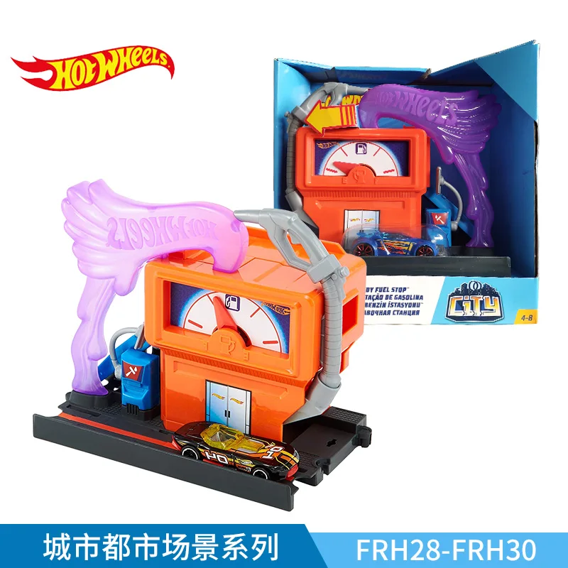 Hot Wheels город тема Горячая тележка городская Серия автомобиль трек игрушки для детей Oyuncak Araba Модель автомобиля аксессуары Playset - Цвет: FRH30