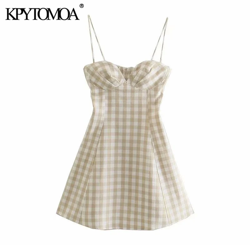 

KPYTOMOA женское шикарное модное мини-платье с боковой молнией, винтажное платье с открытой спиной и эластичными тонкими бретельками, женские п...