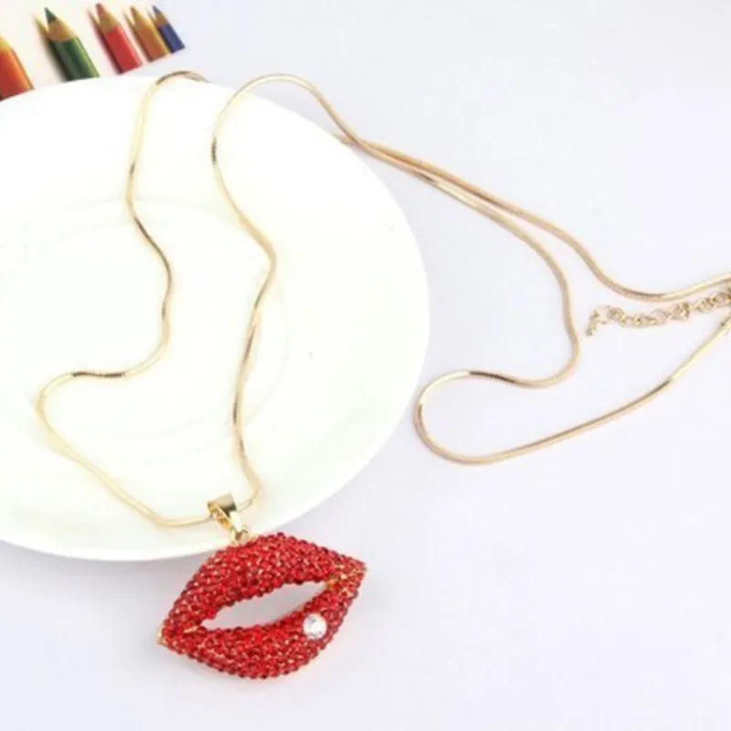 Модное популярное сексуальное ожерелье с красными губами женские ювелирные