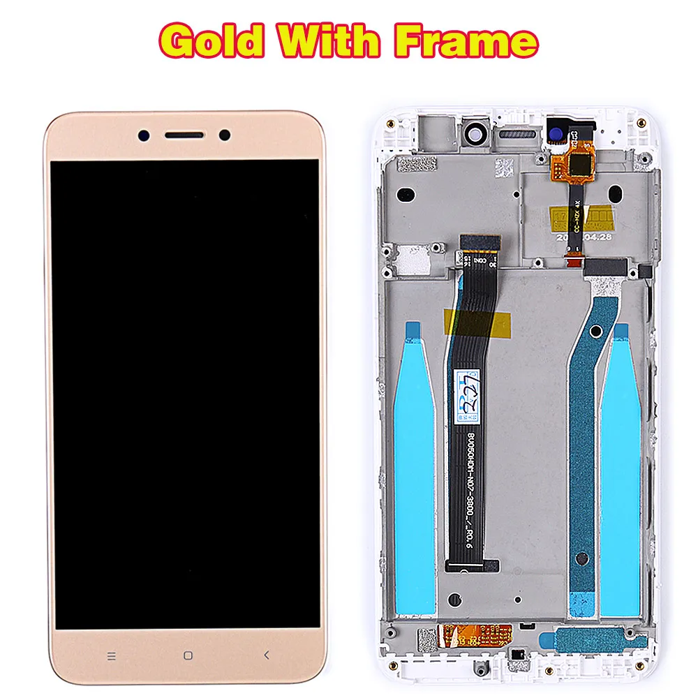 Gold With Frame Vancca 5,0 дюймов ips ЖК-дисплей для Xiaomi Redmi 4X сенсорный экран 1280*720 дигитайзер сборка Рамка с бесплатной стеклянной пленкой и инструментами - Цвет: Gold With Frame