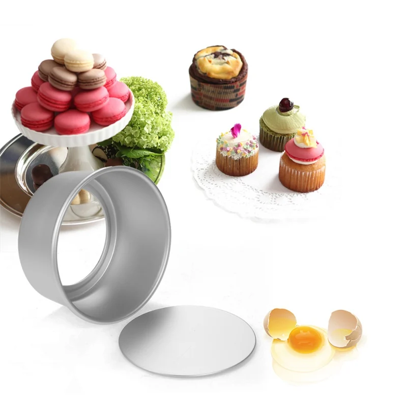 

Aluminum Cake Mold Round Mini Cake Pan Removable Non Stick Bottom Pudding Mold DIY Baking Tools