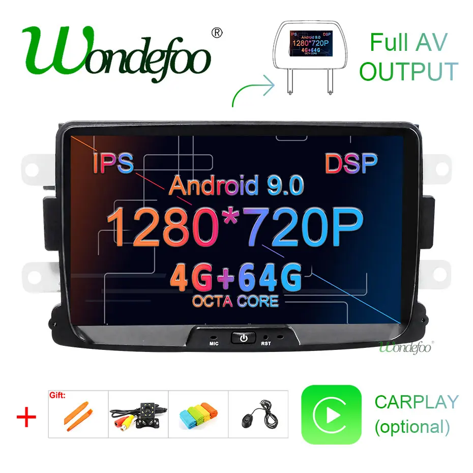 " DSP ips, 4 ГБ, 64 ГБ, Android 9,0 автомобиля gps для Dacia Sandero тряпкой Renault Captur Лада Xray2 Logan 2 без dvd плеер Авто Радио