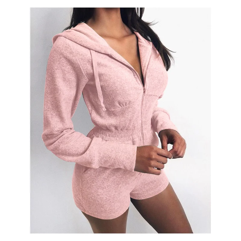 

Mono ajustado de retales para mujer, peto deportivo con cremallera, Sudadera con capucha de manga larga, Sexy, para Otoño e