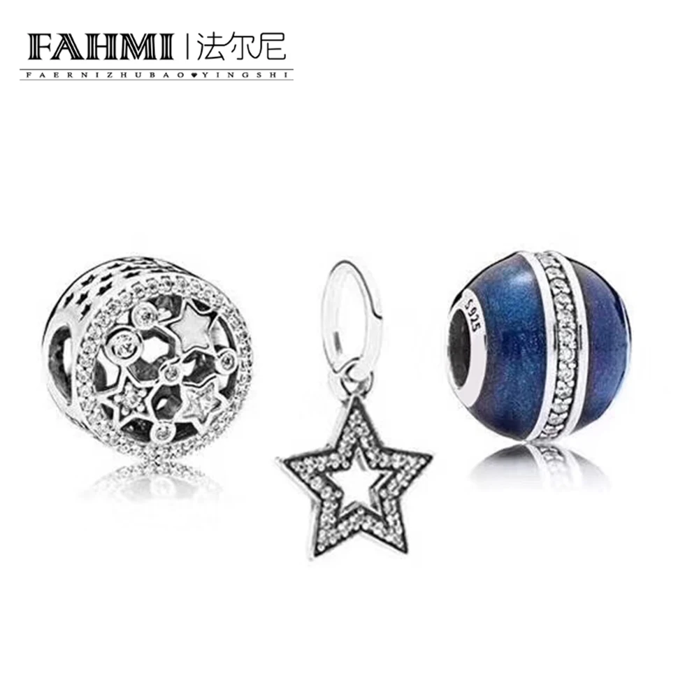 

FAHMI 100% 925 пробы серебряная звезда Очаровательная Снежинка Очаровательная дорога из бисера Удивительный подарок набор оригинальных женских ...