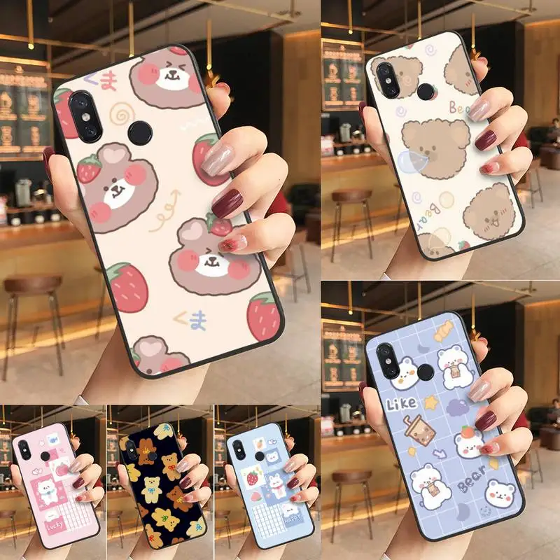 

Korean Bear Cartoon Aesthetic Phone Cases Phone Case For Redmi K20 Note 5 7 7a 6 8 Pro note 8T 9 Xiaomi Mi 8 9 SE