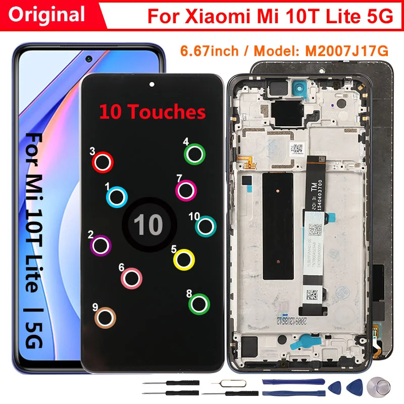

Raugee Original Display For Xiaomi Mi 10T Lite 5G LCD 10 Touches Screen For Mi 10T 10 T Lite 5G M2007J17G Display Replacement