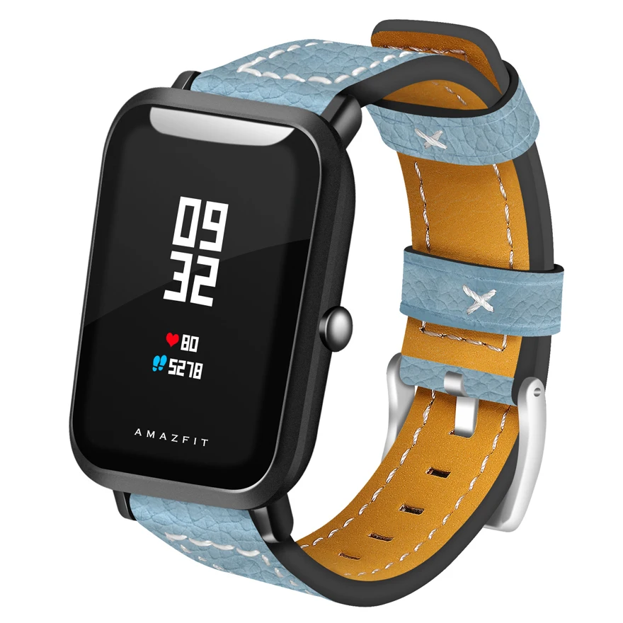 YHNUJM 20 мм кожаный ремешок для часов + защитный чехол экрана Xiaomi Huami Amazfit Youth Bip Bit Smart