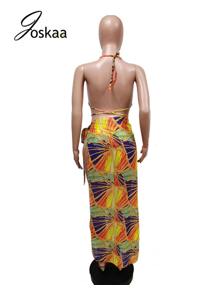 

Joskaa Printed Bikini Set Cover And Push Up Swimsuit 3 Pieces Sets Fashion Beachwear Sexy Summer Party Beach Night Clothing 2021