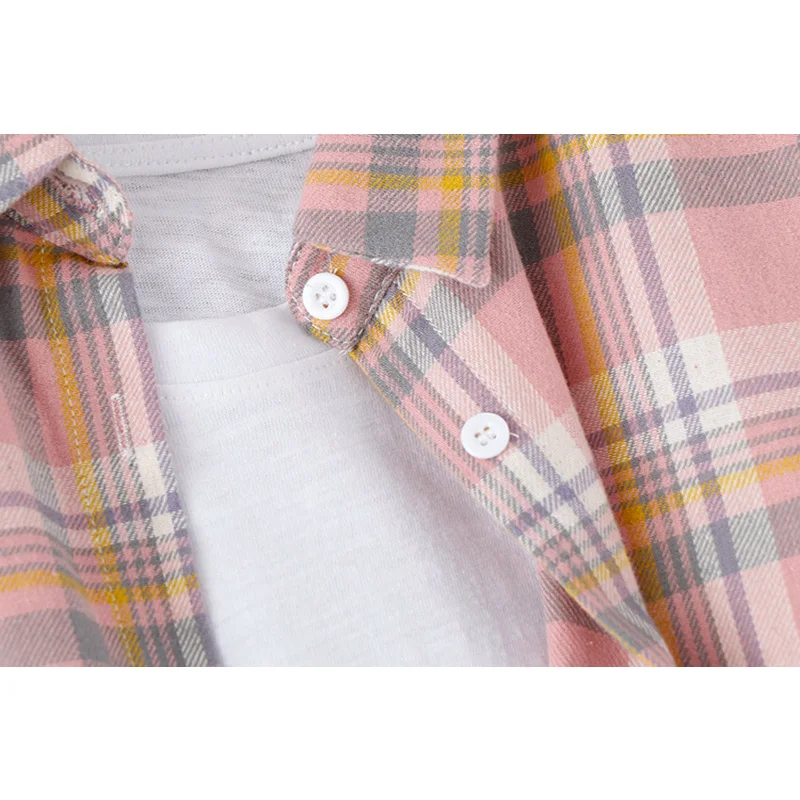 

SEDUTMO Summer Plaid Women Blouses Long Sleeve Cotton Oversize Shirt Spring Vintage Pocket Casual Basic Top ED1544