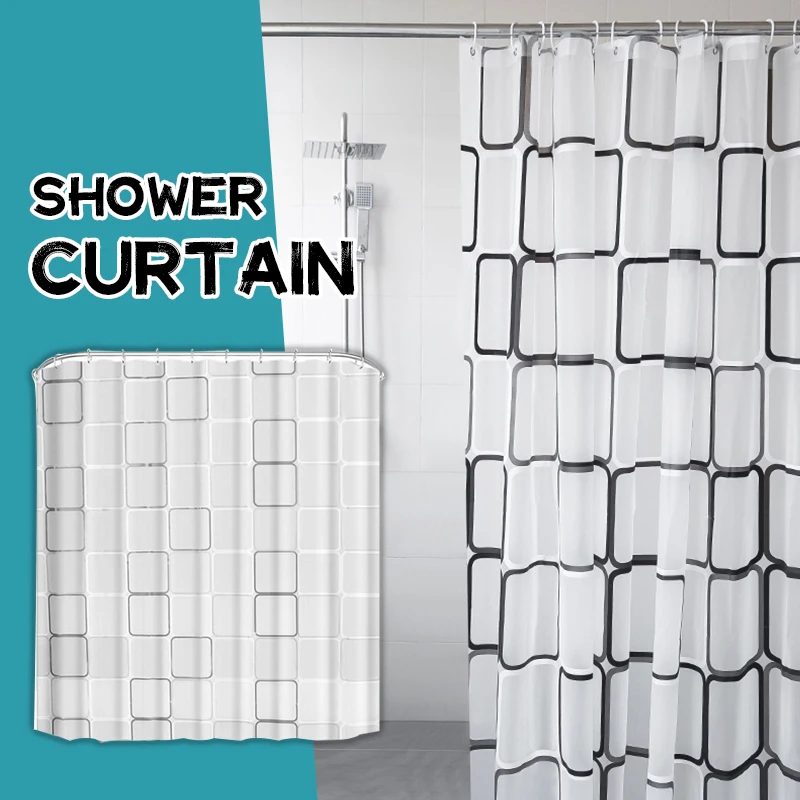 

3D Waterproof Mildew Proof PEVA Bath Curtain Bathroom Shower Curtain 9 Sizes Toilet Door Curtain With Buckle