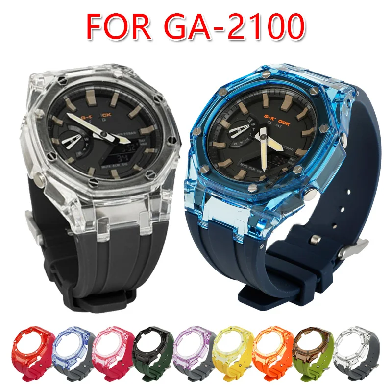 

GA2100 Watch Strap Bezel Third Generation Silicone Kit with Tools Watch Band For Casio G Shock GA-2100/2110 Casioak Mod Case