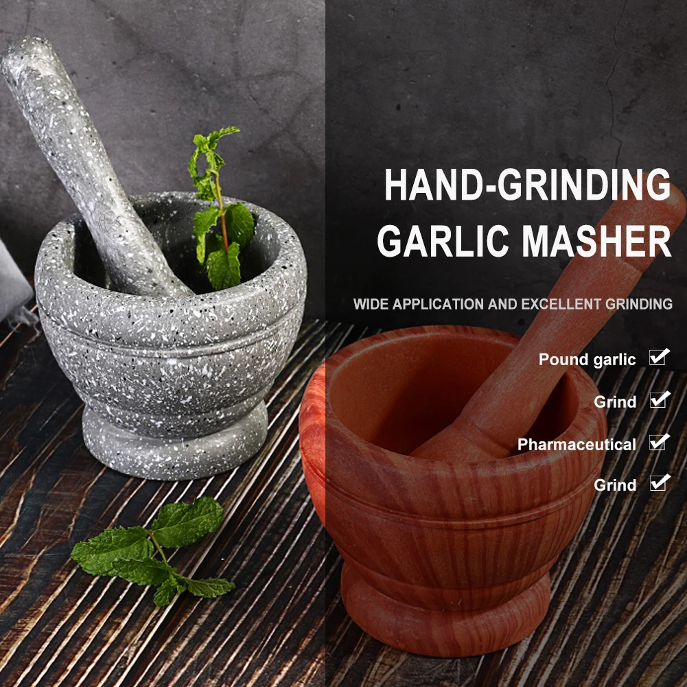 

1pc Kitchen Mortar Pestle Kit Lightweight Manual Mash Garlic Herbs Spice Mixing Grinding Crusher Bowl Home DIY Gadget
