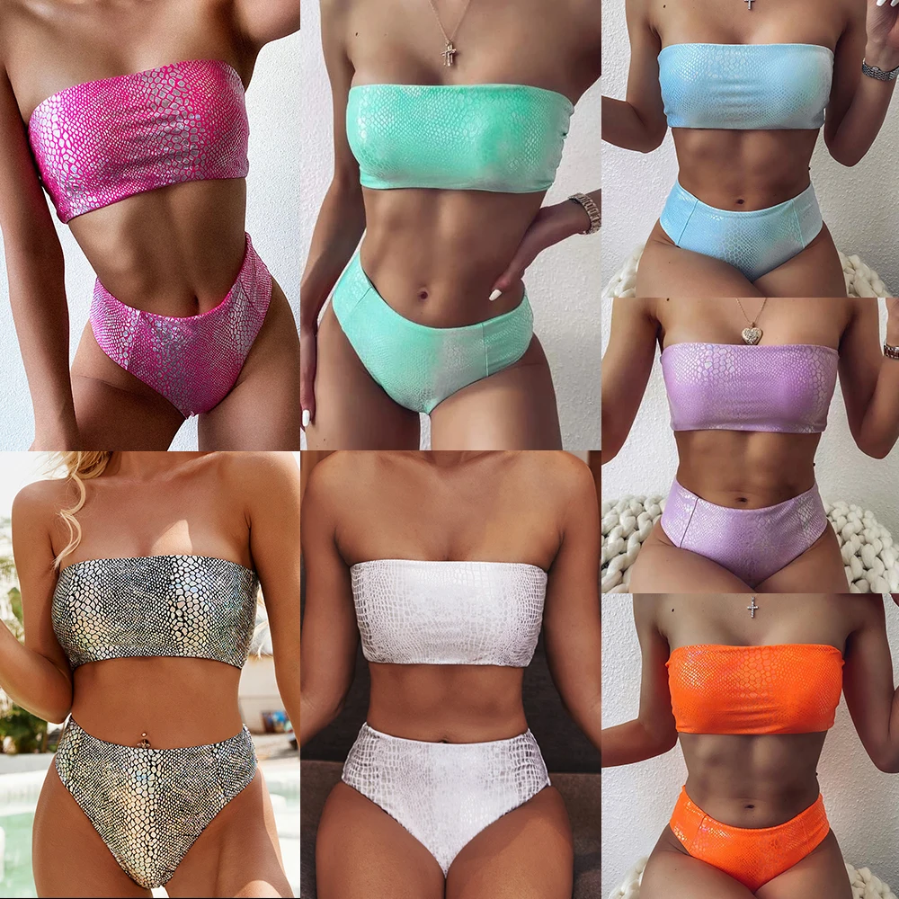 

2020 Bikinis Sexy Swimsuit High Waist Tube top Swimwear Bathing Suit Brazilian Beachwear Swimsuit Female Swimwear Women Biquini